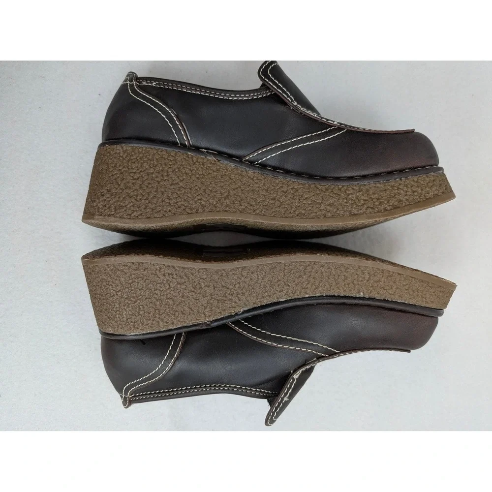 Maurices Womens 6.5 Brown Faux Leather Chunky Platform Loafers Y2K Wedge